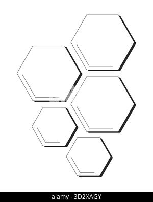 Hexagonal wall decor tiles 2D line object Stock Vector