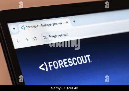 New York, USA - January 10, 2025: Forescout website homepage providing cybersecurity solutions Stock Photo