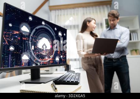 Cloud computing software for brisk remote work and personal data storage Stock Photo
