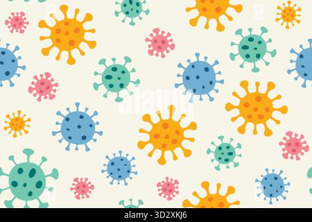 virus cells seamless pattern; perfect for healthcare, science, and medicine design projects- vector illustration Stock Vector