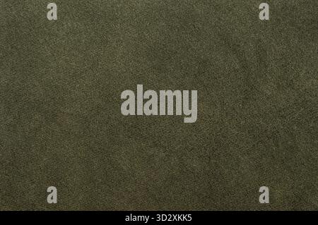 Olive velour fabric texture with soft fibers, detailed close-up of textile material Stock Photo
