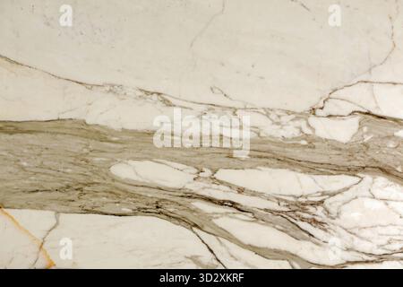 Large format texture, light cream marble with brown veins and cracks, warm color Stock Photo