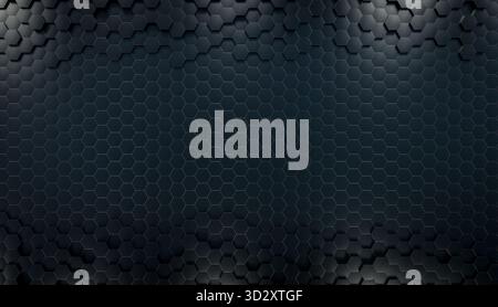 Dark polygonal honeycomb pattern 3d background Stock Photo