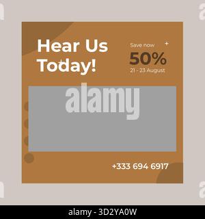 Social Media Post Template Hear Us Today Stock Vector