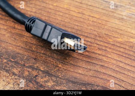 This image shows the end of an HDMI cable, often used for connecting devices to displays Stock Photo