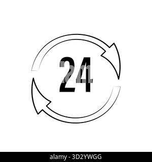 24-hour circular design with arrows indicating time cycle Stock Vector