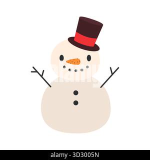 Cute snowman. Christmas design. Isolated background. Flat style vector illustration. Stock Vector