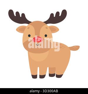 Cute deer. Christmas design. Isolated background. Flat style vector illustration. Stock Vector