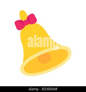Golden bell. Christmas design. Isolated background. Flat style vector illustration. Stock Vector