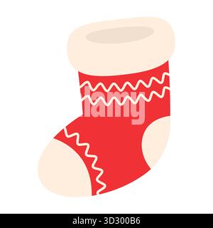 Christmas stocking. Isolated background. Flat style vector illustration. Stock Vector