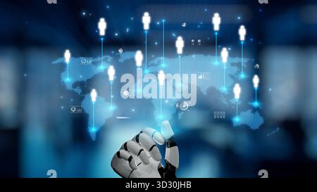 AI boosts people networking with artificial intelligence insights, virtual assistant introductions, and AI-enhanced digital business engagement. Kerne Stock Photo