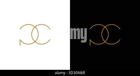 Modern and luxurious PC letter initial logo design Stock Vector
