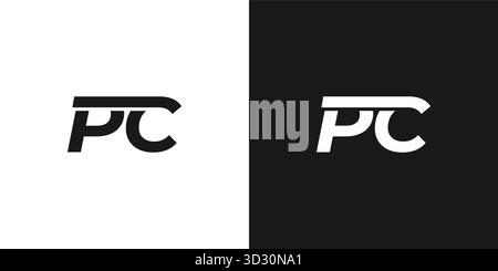 Modern and stong PC initials abstract logo design Stock Vector
