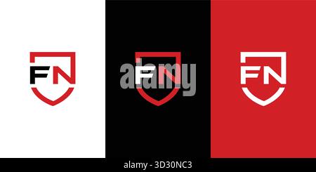Modern and strong FN initial security logo design Stock Vector