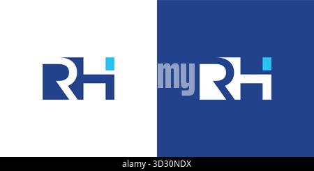 Modern and stong RH initials abstract logo design Stock Vector