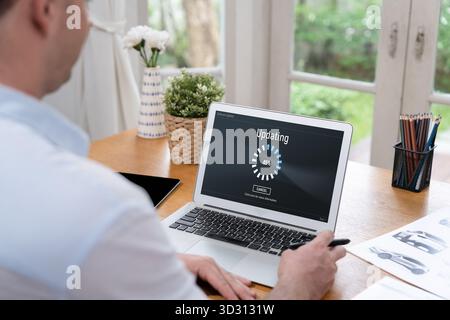 Software update on computer for brisk version of device software ...