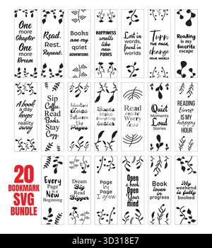 Motivational Bookmark SVG Bundle Stock Vector