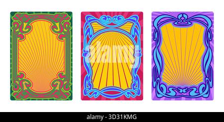 Magic frame with art nouveau design elements, reverse side of tarot ...