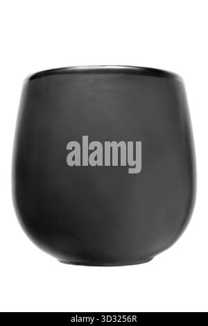 Black matte ceramic cup without a handle isolated on white background Stock Photo