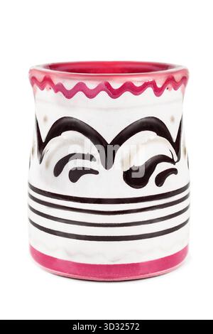 Craft ceramic painted empty vase isolated on white background Stock Photo