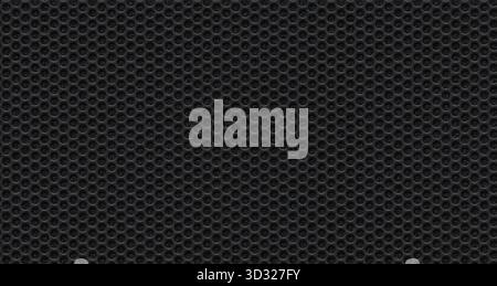 black abstract grainy circle honeycomb grid loudspeaker mesh on polyfoam background Stock Photo