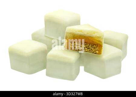 German Christmas Dominosteine with Marzipan and Ginger Bread isolated on white background Stock Photo