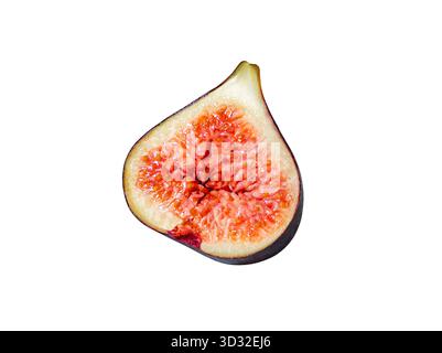 sliced figs, one, isolated on white background with clipping path Stock Photo