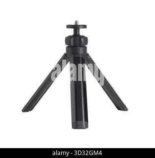 One modern black tripod isolated on white Stock Photo