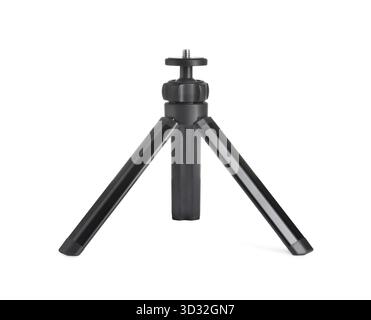 One modern black tripod isolated on white Stock Photo