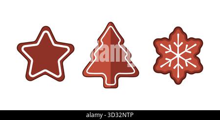 Gingerbread cookie assortment star christmas tree snowflake Stock Vector