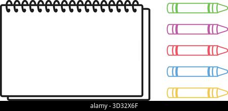 A rectangular tray of circular paint wells is accompanied by a slim watercolor brush for art time Stock Vector