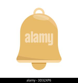 Notification bell icon. Golden alert symbol. Reminder Vector element. Signal sound object. Stock Vector