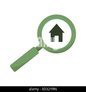 Magnifying glass home. Property search icon. Real estate Vector. House market symbol. Stock Vector