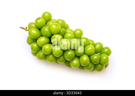 Branch of large yellow-green grape Shine Muscat isolated on white, top view Stock Photo