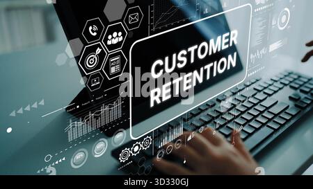 Innovative Strategies for Improving Customer Retention in Digital Marketing Environments. Asymptotic smart data analytic. Stock Photo