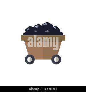 Coal trolley graphic design. Icon design. Vector illustration Stock Vector