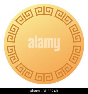 Elegant circular frame with greek key design element Stock Vector