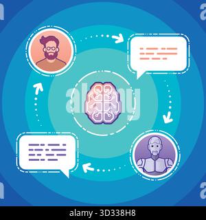 Interaction With a Chatbot Stock Vector