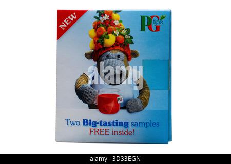 Two big-tasting samples from PG tips free inside isolated on white background tea bag teabag Stock Photo