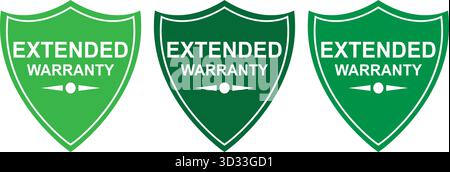 Extended Warranty Checkmark Shield Icons for Product Safety and Guarantee Stock Vector
