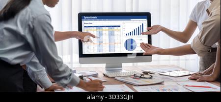 Spreadsheet document information financial startup concept. data and graphs in spreadsheet documents for online analysis project dashboard accounting Stock Photo
