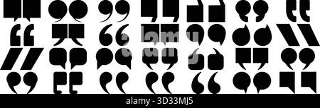 Quotation Marks and Speech Bubble Icons Collection Stock Vector