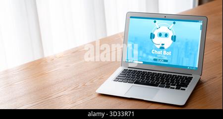 Chatbot software application for modish online business that automatically reply to customer questions Stock Photo
