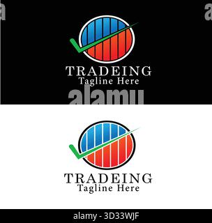 Modern Trading Logo Design with Rising Chart and Green Check Mark – Professional Finance, Stock Market, and Investment Company Logo for Branding Stock Vector