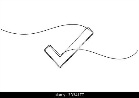 Check mark continuous one line drawing minimal design illustration Stock Vector