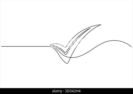 Check mark continuous one line drawing minimal design illustration Stock Vector