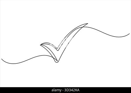 Check mark continuous one line drawing minimal design illustration Stock Vector