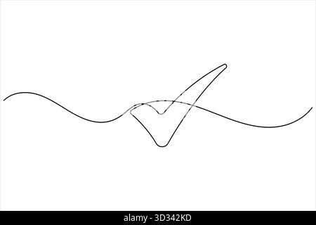 Check mark icon continuous one line drawing and minimalist style ...