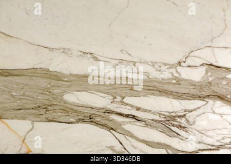 Large format texture, light cream marble with brown veins and cracks, warm color Stock Photo