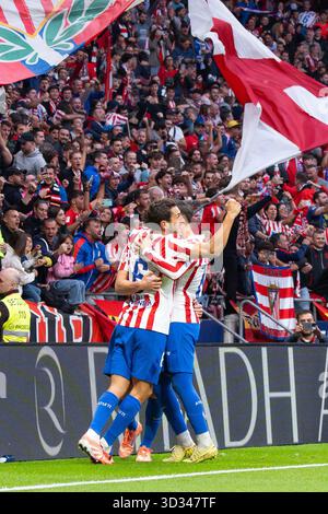 Atletico de Madrid players celebrating with fans in during Atletico